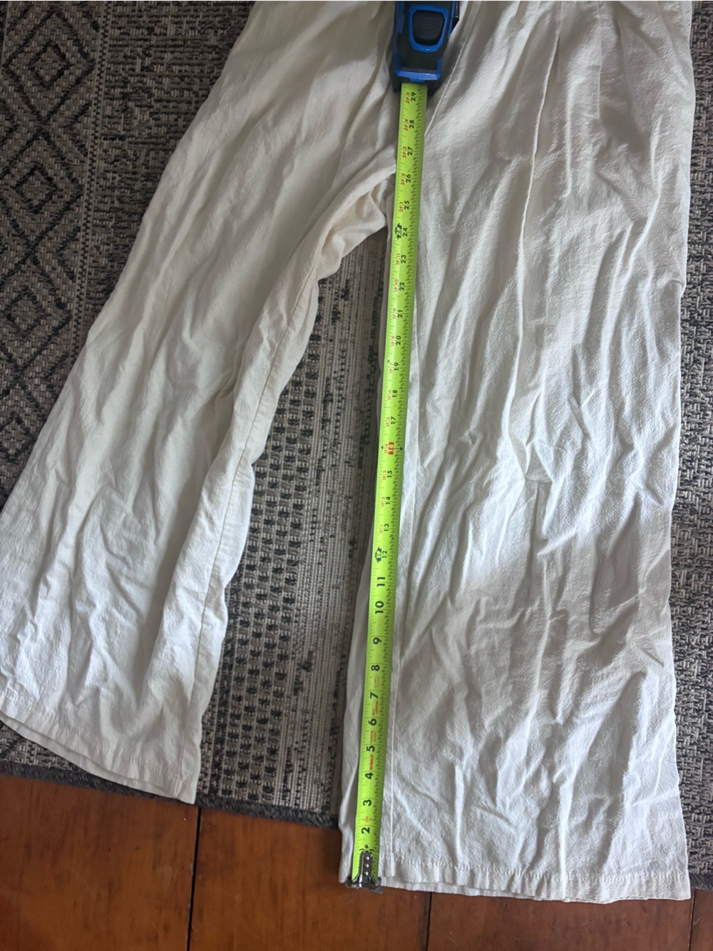High-Waist Wide-Leg Cream Linen Pants - Picture 10 of 11